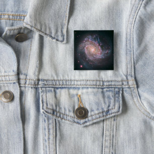 Badge Carré 5 Cm Galaxie spirale barrée Messier 83.2