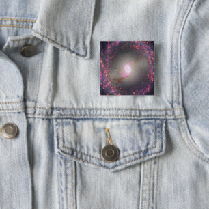 Badge Carré 5 Cm Galaxie Spirale Ngc 3351.