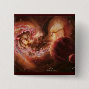 Badge Carré 5 Cm Galaxies de système planétaire et d'antennes