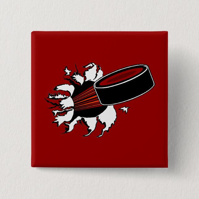 Badge Carré 5 Cm Galet d'hockey (Devant)