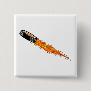 Badge Carré 5 Cm Galet d'hockey flamboyant