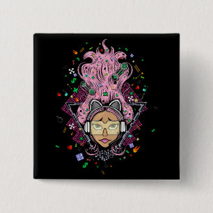 Badge Carré 5 Cm Gamer fille