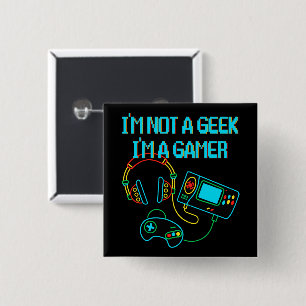 Badge Carré 5 Cm Gamer Retro Neon