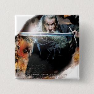 Badge Carré 5 Cm Gandalf Avec Épée Au Combat