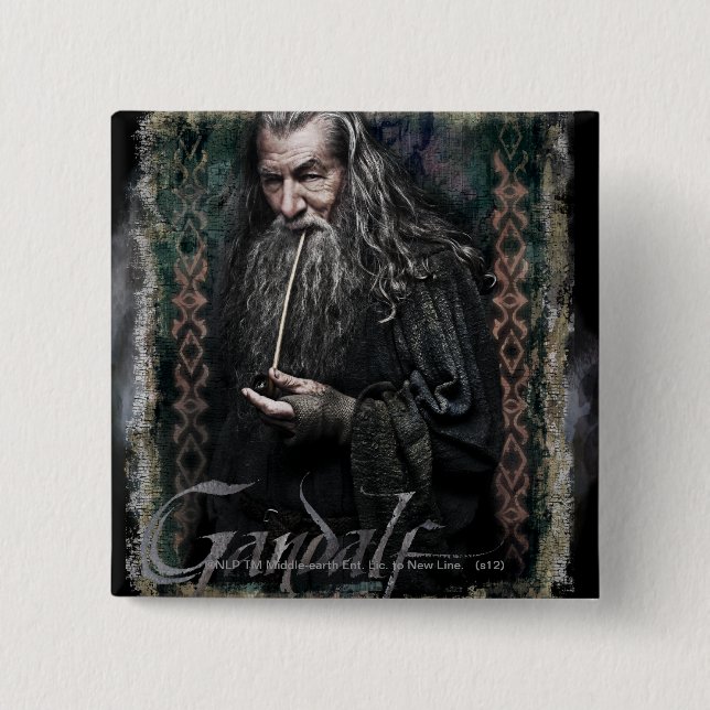 Badge Carré 5 Cm Gandalf Avec nom (Devant)