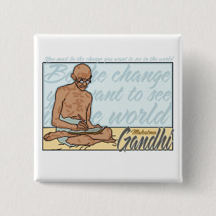 Badge Carré 5 Cm Gandhi soit la citation de changement