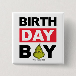 Badge Carré 5 Cm Garçon d'anniversaire flocon de neige Grinch