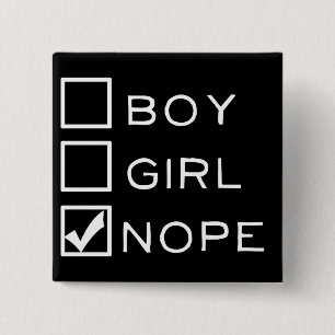 Badge Carré 5 Cm Garçon, fille, NOPE !