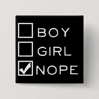 Badge Carré 5 Cm Garçon, fille, NOPE !
