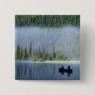 Badge Carré 5 Cm Garçons pêchant sur le lac Waterfowl, Banff Nation