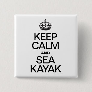 BADGE CARRÉ 5 CM GARDER CALME ET MER KAYAK
