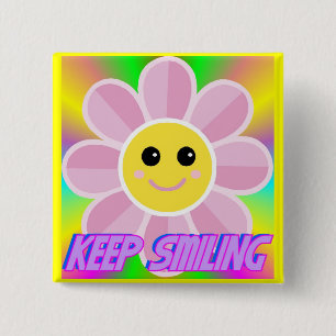 Badge Carré 5 Cm Gardez le bouton de sourire