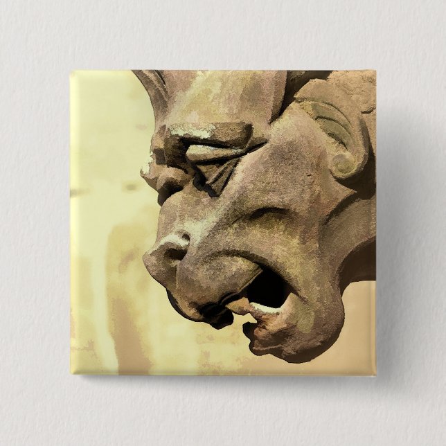 BADGE CARRÉ 5 CM GARGOYLE (Devant)