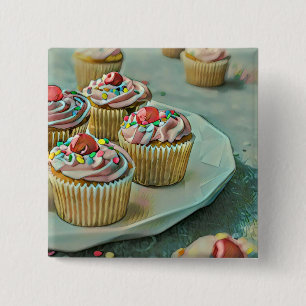 Badge Carré 5 Cm Gâteau à la crème glacée