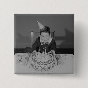 Badge Carré 5 Cm Gâteau d'anniversaire