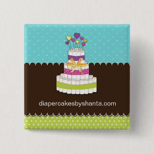 Badge Carré 5 Cm Gâteau de couche-culotte annonçant le Pin