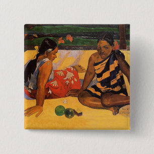 Badge Carré 5 Cm Gauguin Polynésie Française Tahiti Femmes Peinture