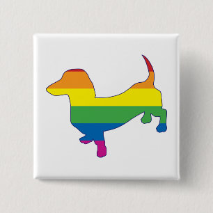 Badge Carré 5 Cm Gay pride Dachshund/Wiener