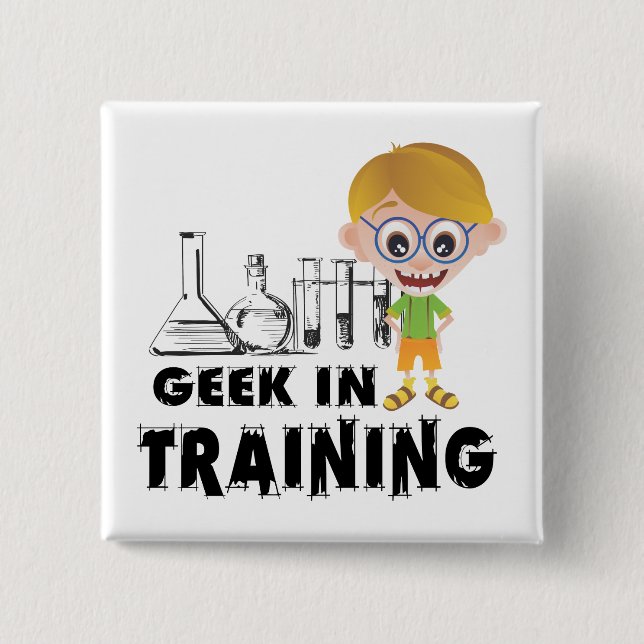 Badge Carré 5 Cm Geek en chimie de formation (Devant)