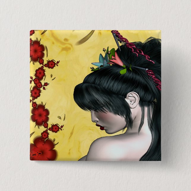 Badge Carré 5 Cm Geisha moderne (Devant)