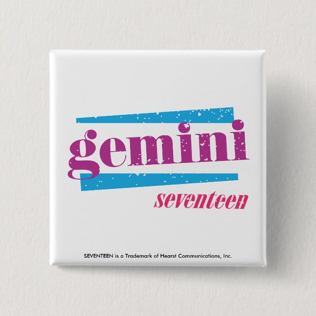 Badge Carré 5 Cm Gémeaux pourpres (Devant)