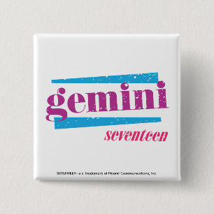 Badge Carré 5 Cm Gémeaux pourpres