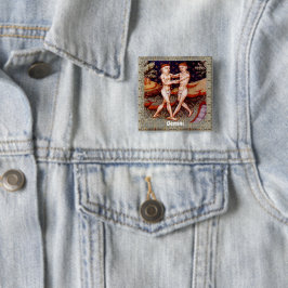 Badge Carré 5 Cm Gemini Jumeaux Zodiac Signal Anniversaire