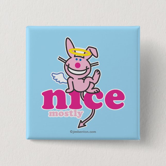 Badge Carré 5 Cm Gentil en grande partie (Devant)