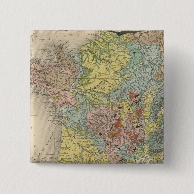 Badge Carré 5 Cm Géologie française (Devant)