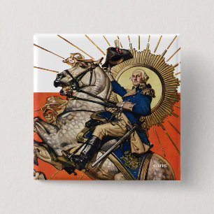 Badge Carré 5 Cm George Washington à cheval