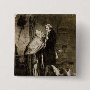Badge Carré 5 Cm George Washington et sa mère