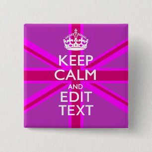 Badge Carré 5 Cm Get Your Keep Calm Text on Fuchsia Union Jack
