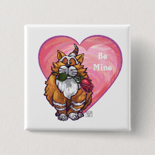 Badge Carré 5 Cm Ginger Cat Saint-Valentin