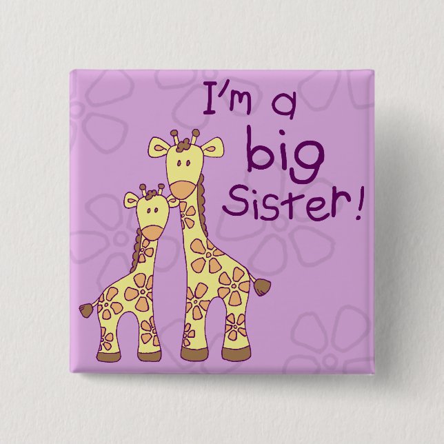 Badge Carré 5 Cm Girafe de grande soeur (Devant)