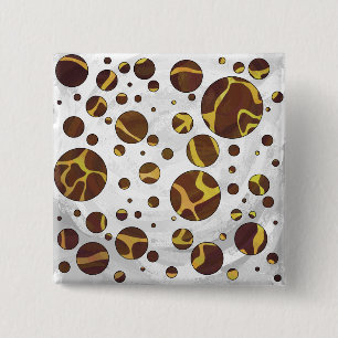 Badge Carré 5 Cm Giraffe Brown et jaune