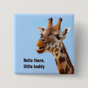 Badge Carré 5 Cm Giraffe Portrait bouton texte personnalisable