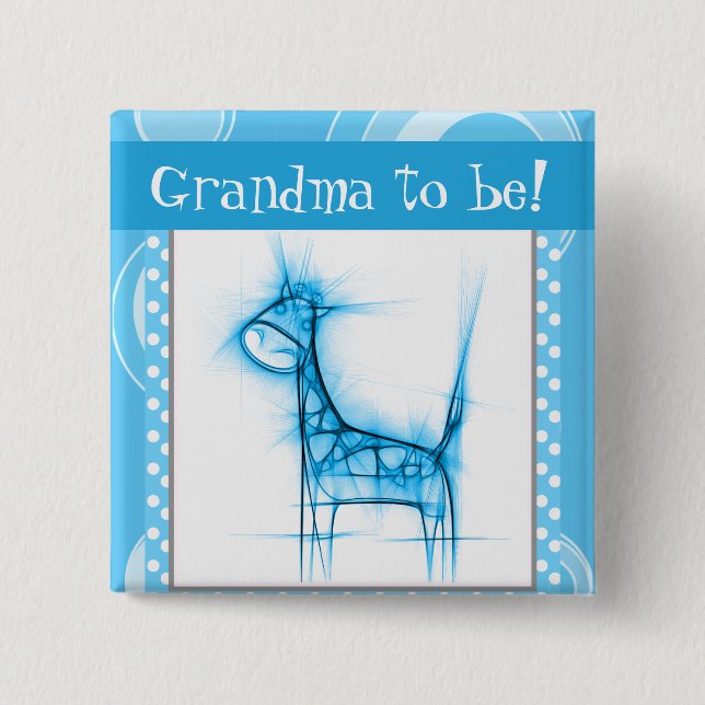 Badge Carré 5 Cm Giraffe Pote bleu et blanc Polka (Devant)