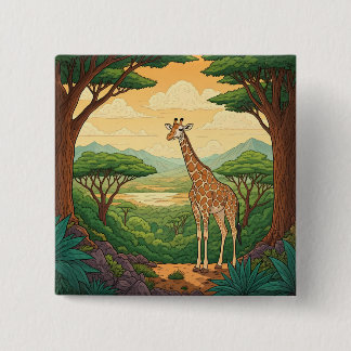 Badge Carré 5 Cm Giraffe standing in a wilderness setting