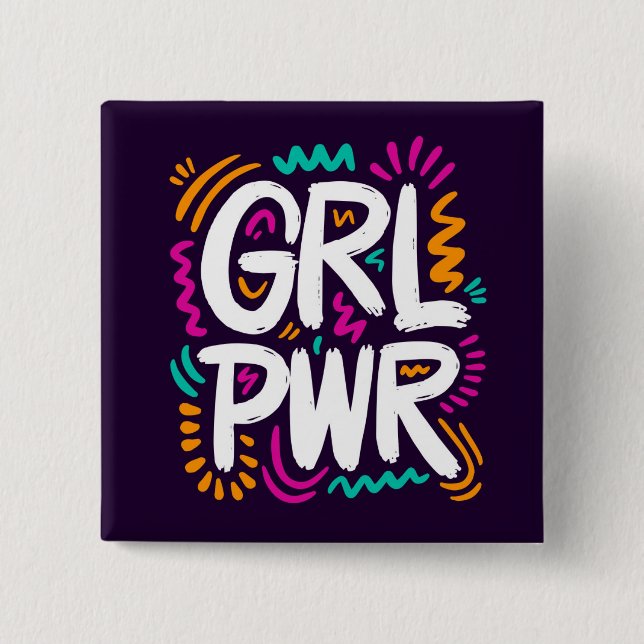 Badge Carré 5 Cm Girl Power (Devant)