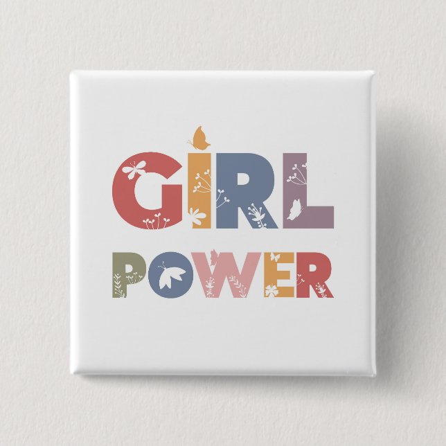 Badge Carré 5 Cm Girl Power (Devant)