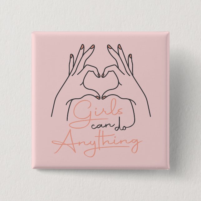 Badge Carré 5 Cm Girls Can Do Anything (Devant)