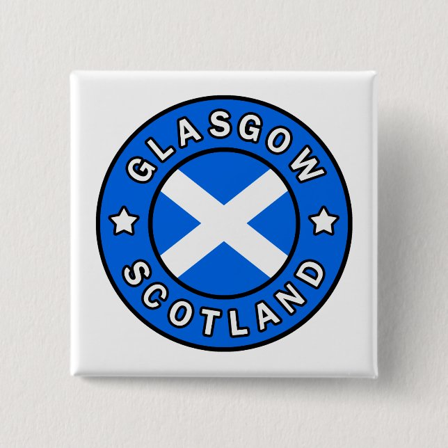 Badge Carré 5 Cm Glasgow Écosse (Devant)