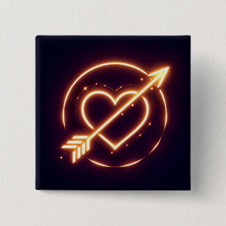 Badge Carré 5 Cm glowing image of a heart with cupid's arrow