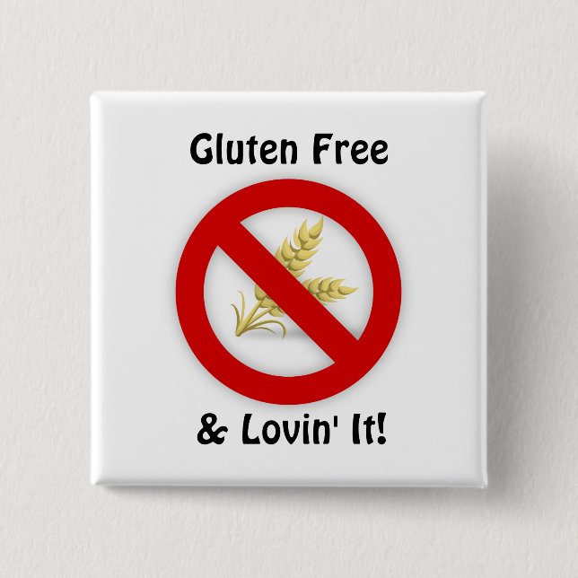 Badge Carré 5 Cm Gluten Free & Lovin' It Button (Devant)