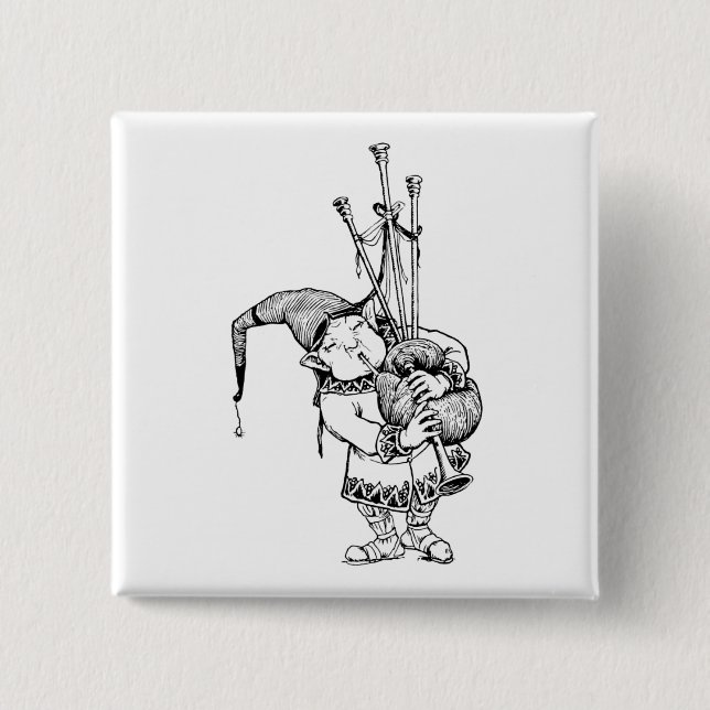 Badge Carré 5 Cm Gnome et ses tuyaux (Devant)