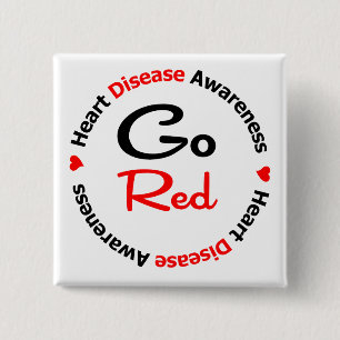 Badge Carré 5 Cm GO RED Heart Disease