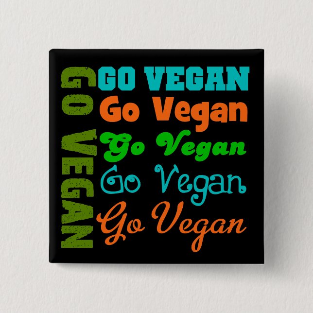 Badge Carré 5 Cm Go VEGAN (Devant)