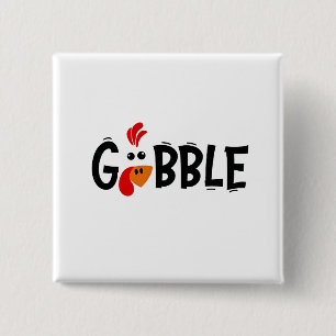 Badge Carré 5 Cm Gobble Funny Thanksgiving Turquie fête