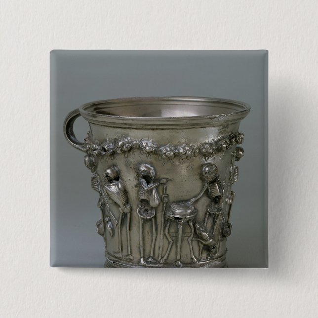 Badge Carré 5 Cm Gobelet de relief avec des squelettes (Devant)