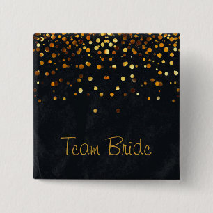 Badge Carré 5 Cm Gold Confetti Parties scintillant Faux Foil Black 